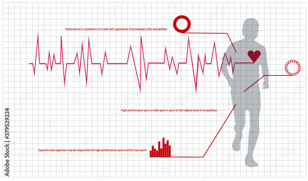 Running man vector illustration of heartbeat electrocardiogram and running zone Running man vector illustration of heartbeat electrocardiogram and running zone