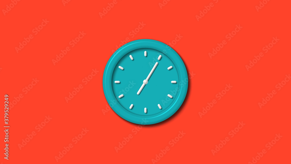 New cyan color 3d wall clock isolated on red background,counnting down clock isolated New cyan color 3d wall clock isolated on red background,counnting down clock isolated