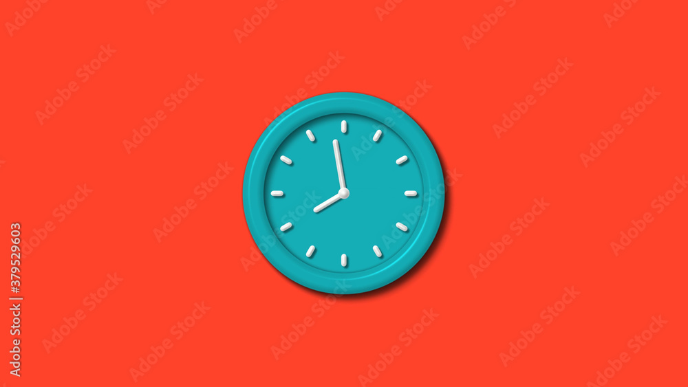 New cyan color 3d wall clock isolated on red background,counnting down clock isolated New cyan color 3d wall clock isolated on red background,counnting down clock isolated