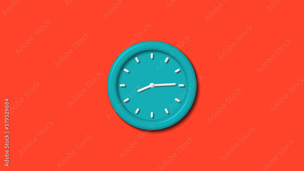 New cyan color 3d wall clock isolated on red background,counnting down clock isolated New cyan color 3d wall clock isolated on red background,counnting down clock isolated
