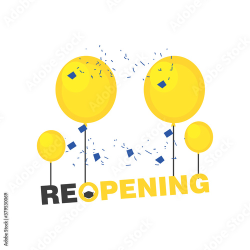 reopening with balloons detailed style icon vector design