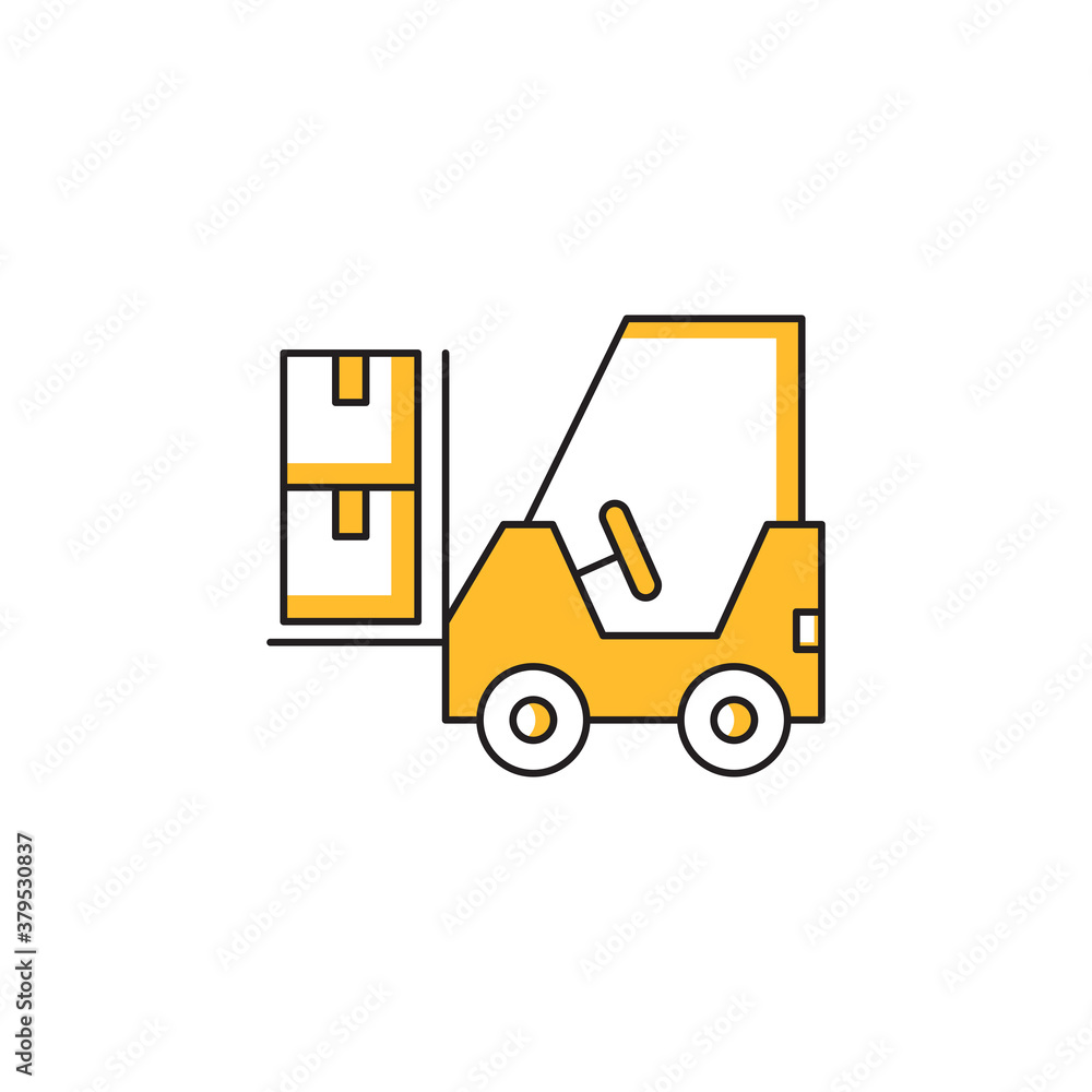 forklift yellow theme icon vector illustration