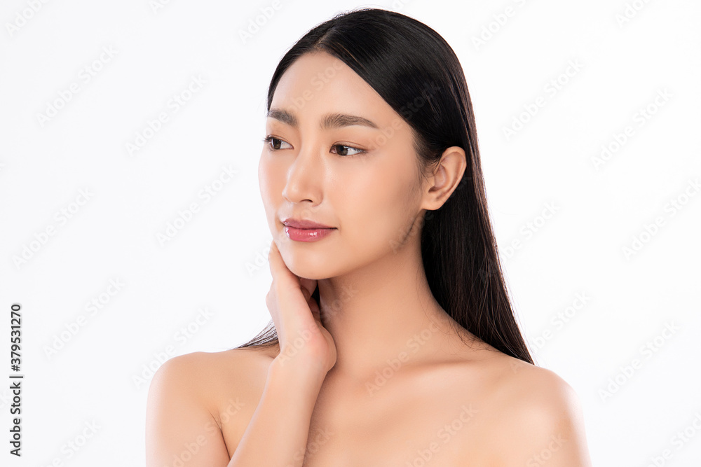 Beautiful young asian woman with clean fresh skin on white background, Face care, Facial treatment, Cosmetology, beauty and spa, Asian women portrait Beautiful young asian woman with clean fresh skin on white background, Face care, Facial treatment, Cosmetology, beauty and spa, Asian women portrait