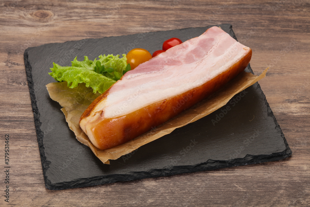 Smoked pork breast with salad leaves Smoked pork breast with salad leaves