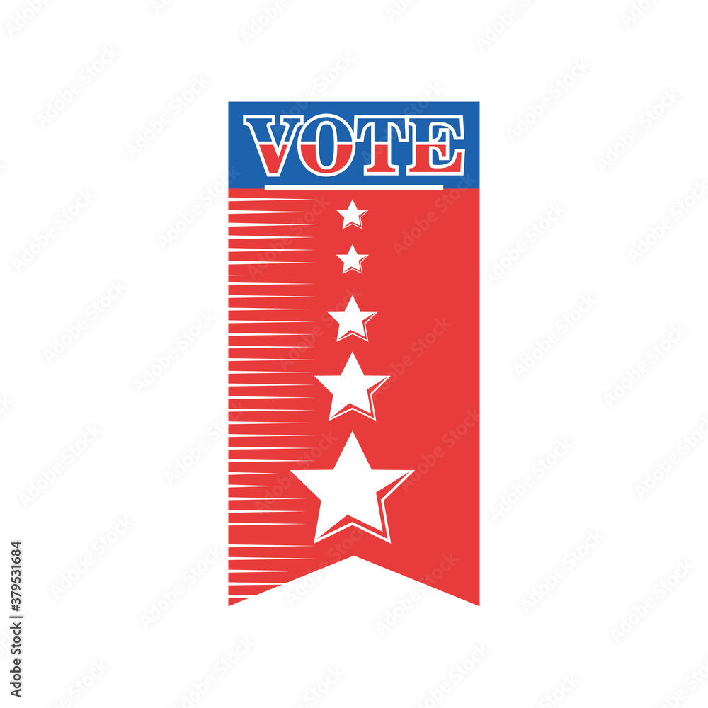 usa vote banner with stars detailed style icon vector design usa vote banner with stars detailed style icon vector design