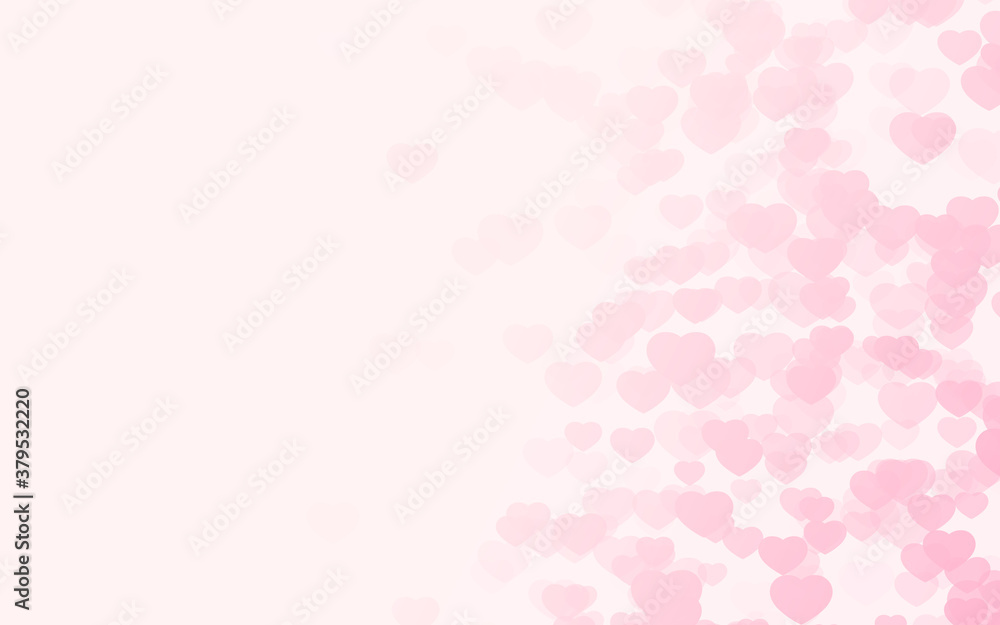 Valentine day pink hearts on pink rose background.