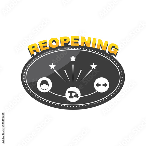 reopening on label detailed style icon vector design