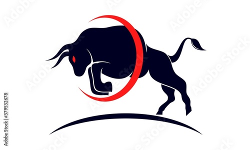 Foto Angry bull with ring illustration vector design