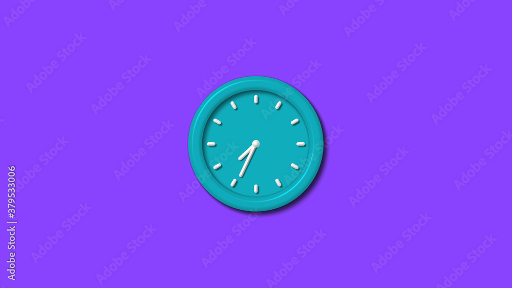 Amazing cyan color 3d wall clock isolated on purple background,wall clock isolated Amazing cyan color 3d wall clock isolated on purple background,wall clock isolated