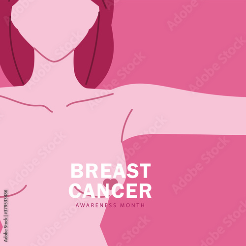 breast cancer awareness mounth and woman body