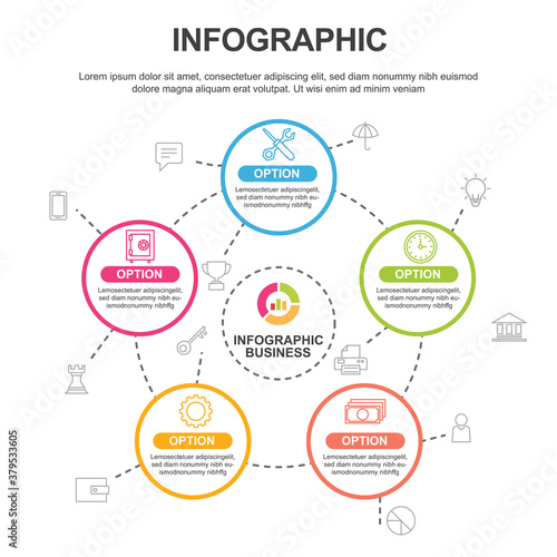 Circle infographic template 5 option