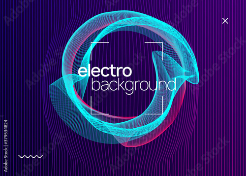 Electro event neon flyer. Trance dance music. Electronic sound. Club fest poster. Techno dj party.