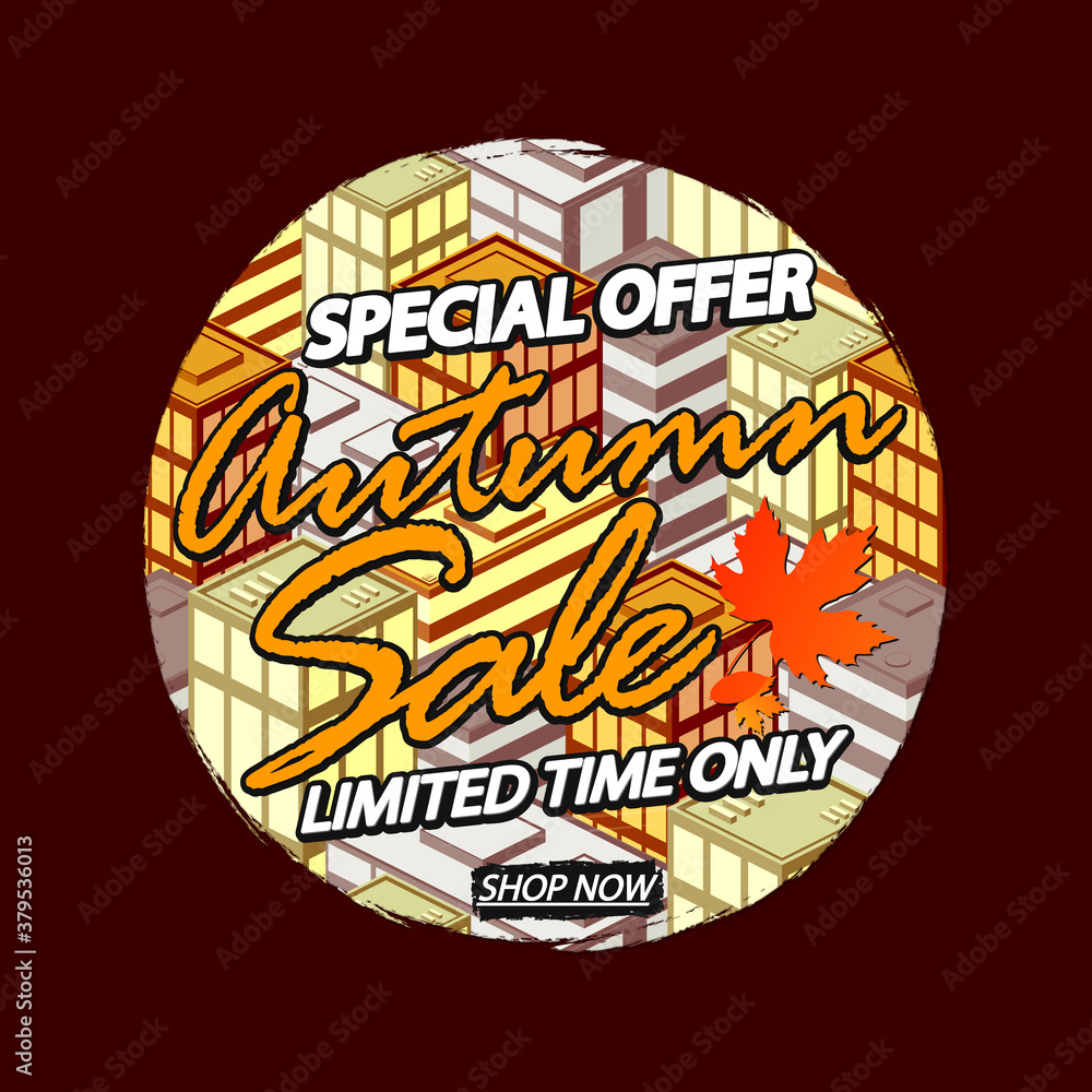 Naklejka premium Autumn Sale, poster design template, special offer, discount banner, vector illustration
