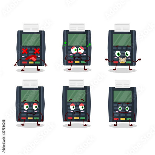 Terminal bank card cartoon character with nope expression