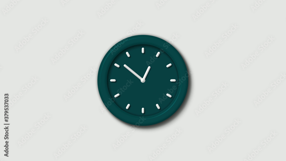 Amazing cyan dark 3d wall clock isolated on white background Amazing cyan dark 3d wall clock isolated on white background