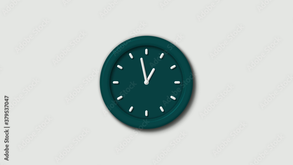 Amazing cyan dark 3d wall clock isolated on white background Amazing cyan dark 3d wall clock isolated on white background