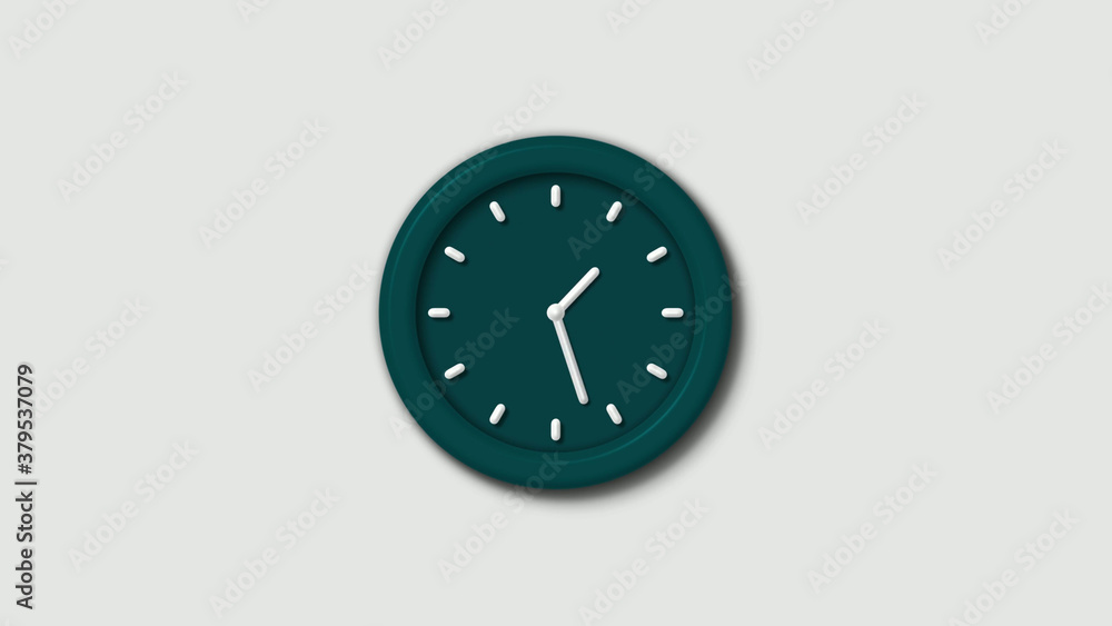 Amazing cyan dark 3d wall clock isolated on white background Amazing cyan dark 3d wall clock isolated on white background