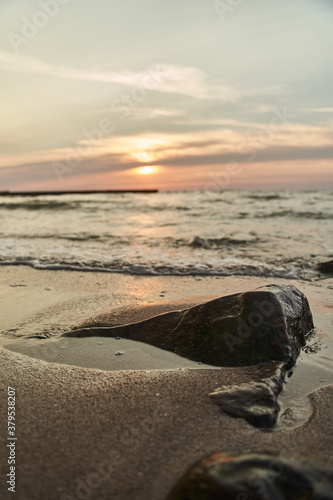 Sunset on the baltic sea. Zelenogradsk, Kaliningrad region. High-quality photo