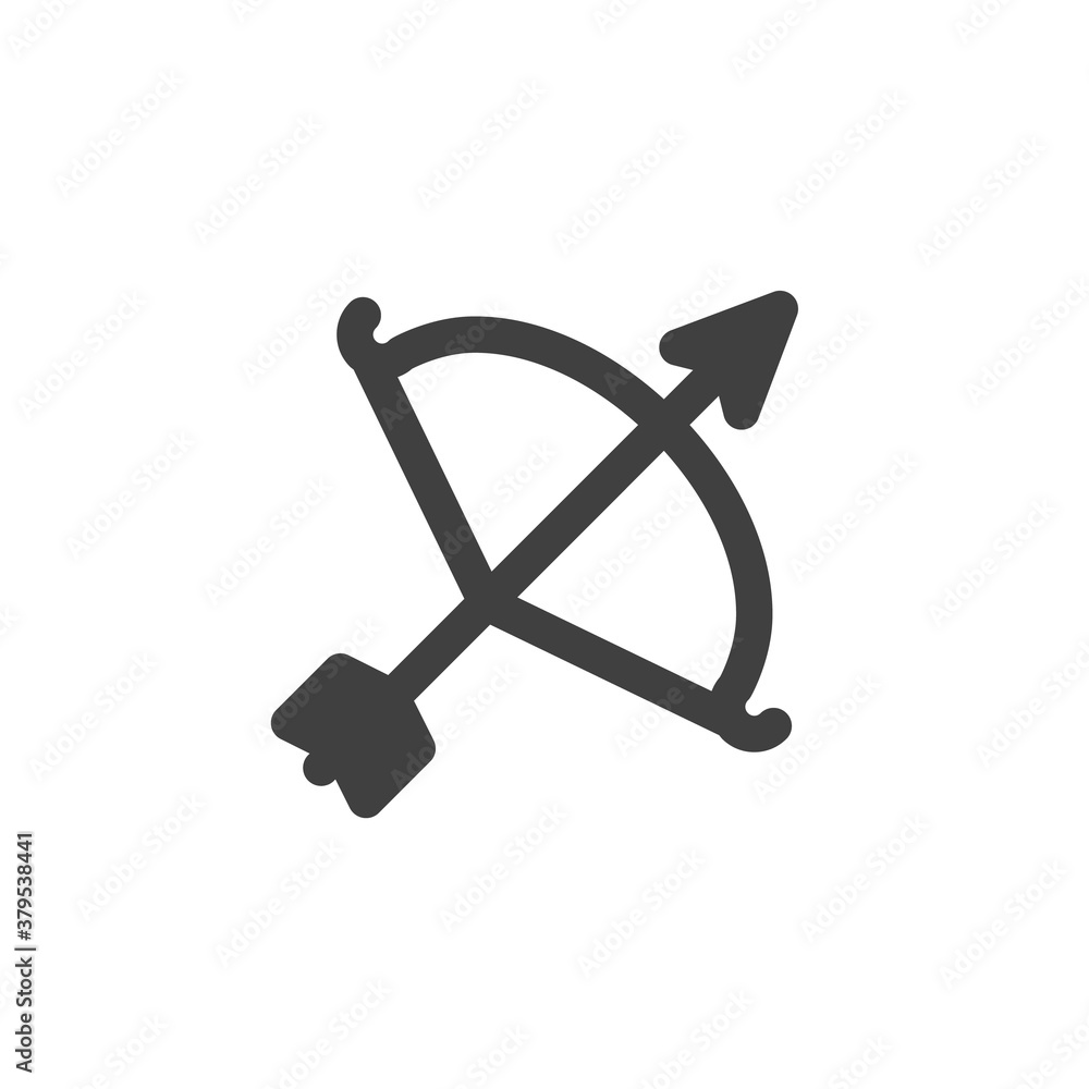 Archery bow vector icon. filled flat sign for mobile concept and web design. Bow and arrow glyph icon. Symbol, logo illustration. Vector graphics