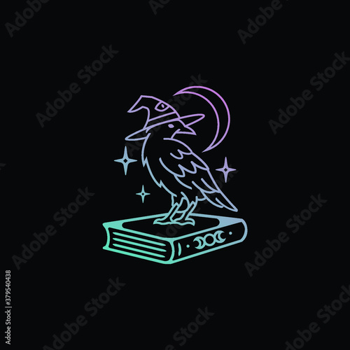 symbolizes witchcraft and something about witchcraft in a simple and fun way, birds and books mean something broad