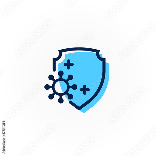 virus and shield. monochrome icon
