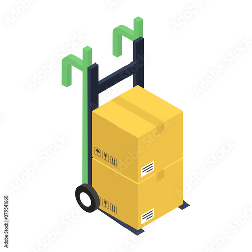 
Cardboards on hand cart showing concept of pallet icon

