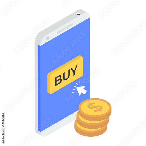 
Buy online icon, isometric editable vector style 
