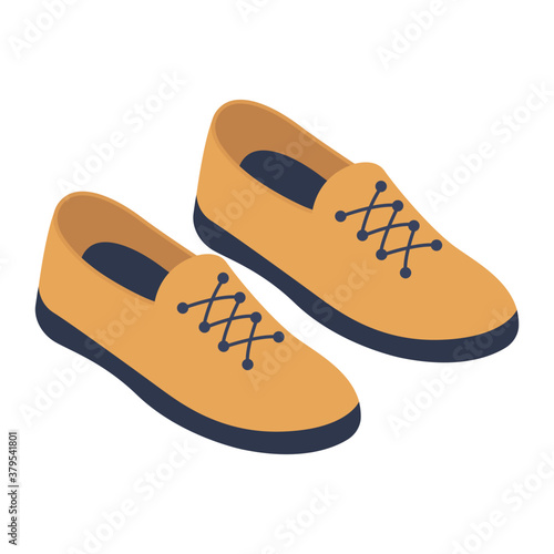 
Isometric design of shoes vector, menswear footwear accessory 

