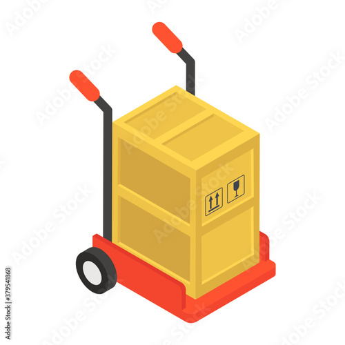 
Cardboards on hand cart showing concept of luggage trolley icon
