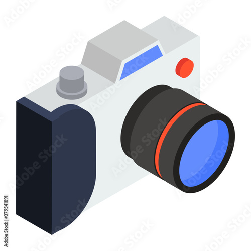 
Camera, photographic equipment icon in isometric style 

