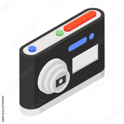 
Digital camera, photographic equipment icon in isometric style 
