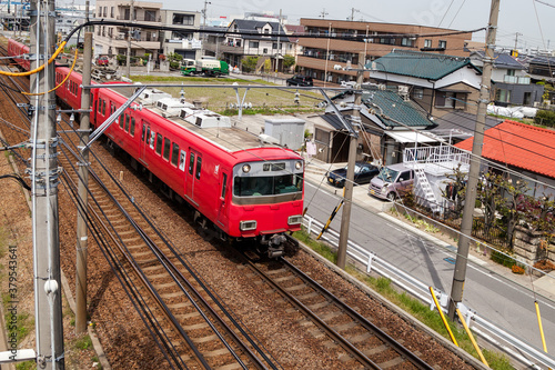 NAGOYA, JAPAN - April 16, 2016: Meitetsu local train on Toyohashi Line in Japan.