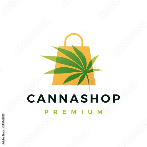 cannabis shop store logo vector icon illustration