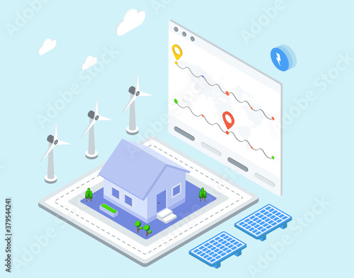 
Location pin with a house, smart house illustration design 

