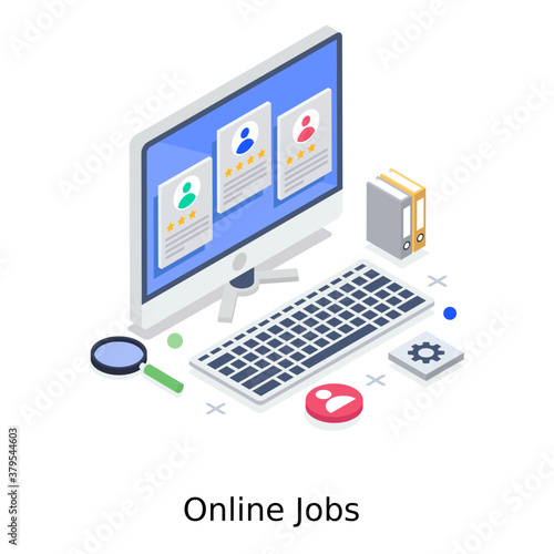 
Online jobs illustration, isometric vector, online vacancy

