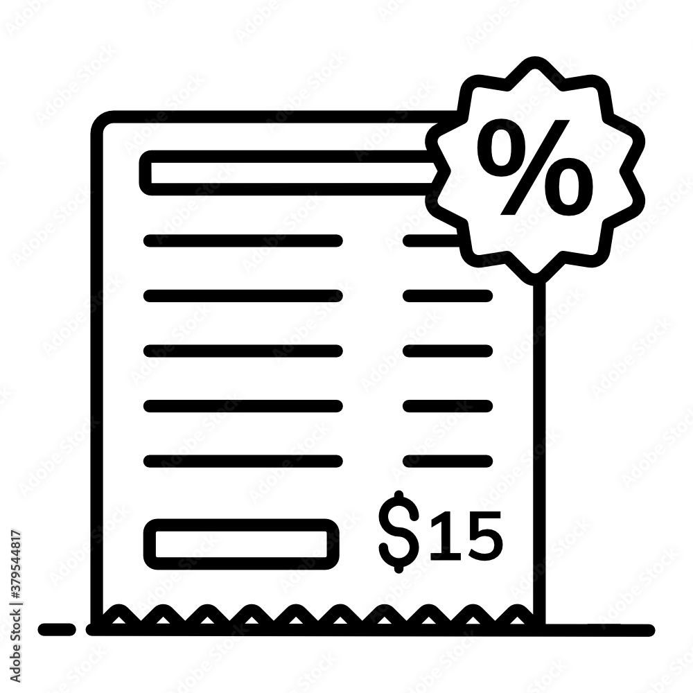 Discount bill icon in modern flat style
Discount bill icon in modern flat style
