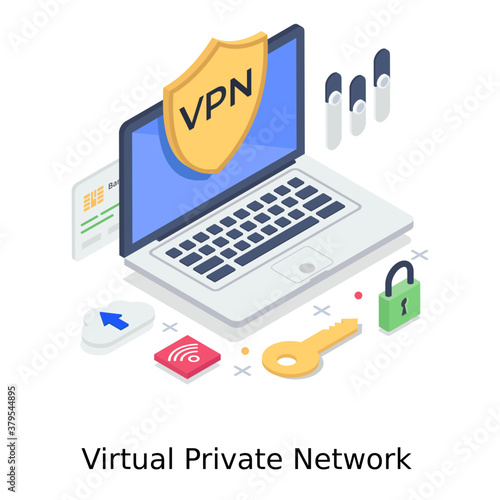  Virtual private network concept in isometric style, laptop internet  © Vectors Market