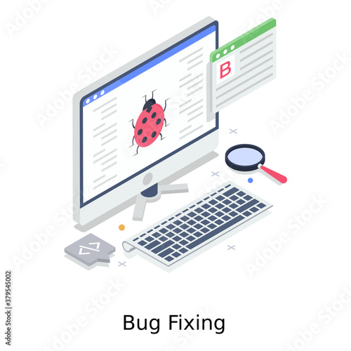 
Bug fixing concept design, isometric vector 
