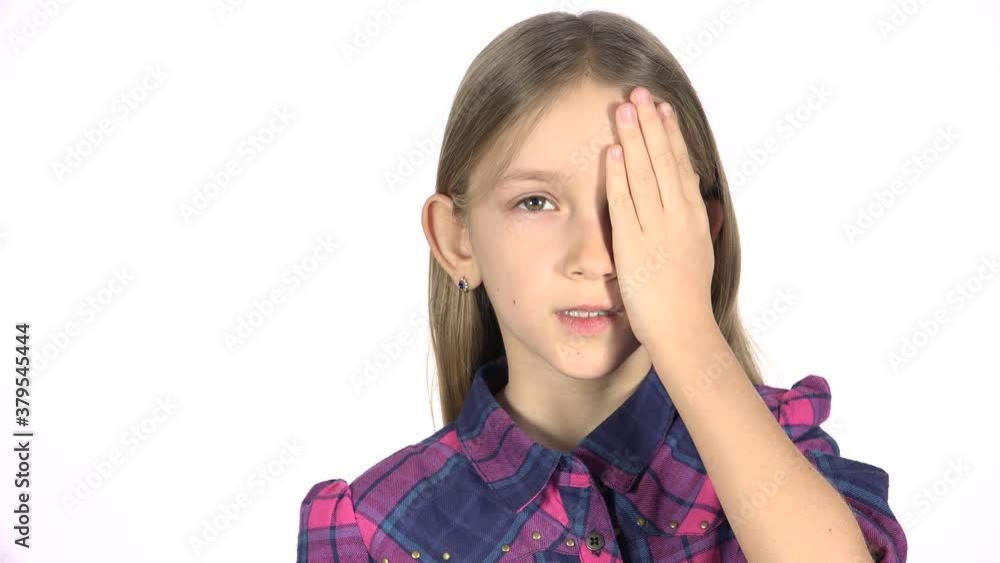 Child Ophthalmology Examining, Eyes Testing, Shortsighted Kid, Girl Need Eyeglasses, Children Healthcare Child Ophthalmology Examining, Eyes Testing, Shortsighted Kid, Girl Need Eyeglasses, Children Healthcare