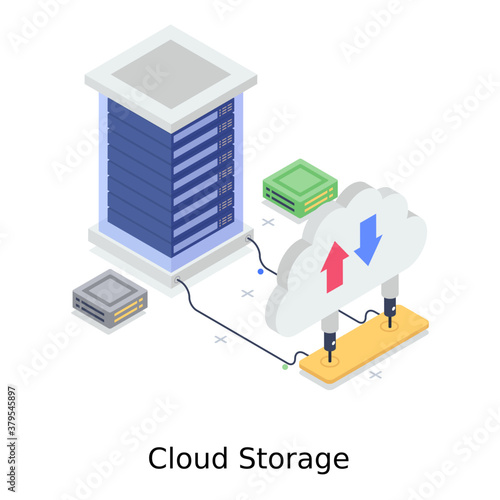 
Design of cloud storage in trendy editable style 
