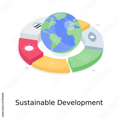 
Sustainable development vector in isometric style 

