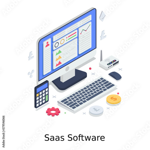 
Saas software illustration, isometric vector 
