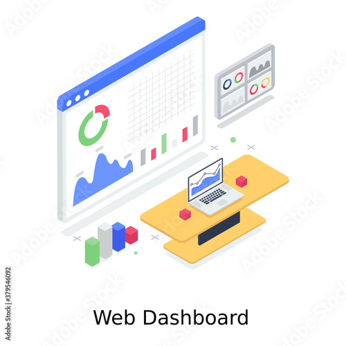 
Design of web dashboard in modern isometric style  
