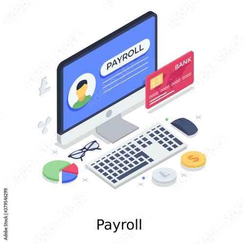 
Payroll illustration design, isometric vector 
