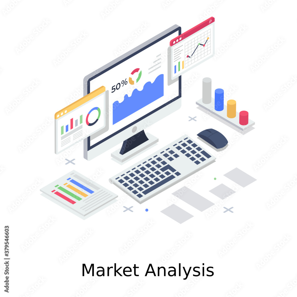 
Market analysis vector style, online graph
