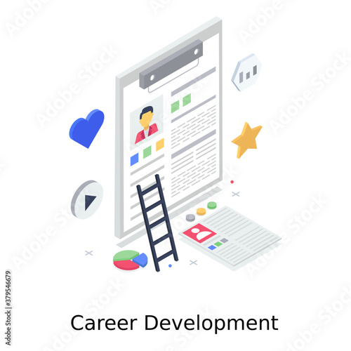 
Ladder with profile showing the concept of career development 
