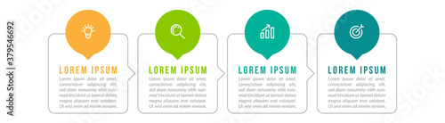 Minimal Business Infographics template. Timeline with 4 steps, options and marketing icons .Vector linear infographic with four conected elements. Can be use for presentation.
