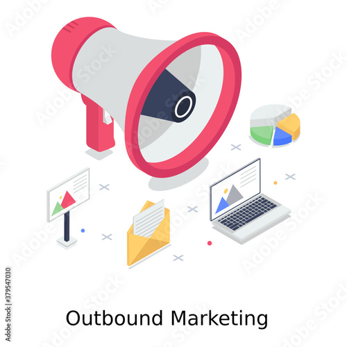
Outbound marketing illustration design in editable style 
