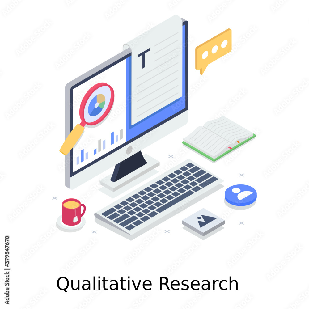 
Qualitative research vector design, business search editable illustration 

