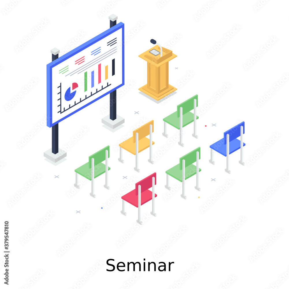 Business presentation illustration in isometric design, seminar
Business presentation illustration in isometric design, seminar